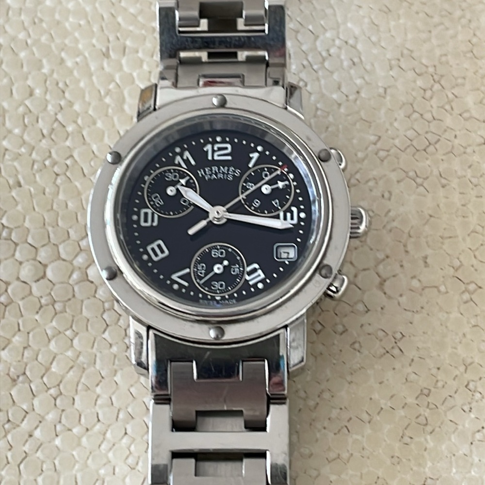 Hermes Lady’s Clipper Chronograph Stainless Steel Watch